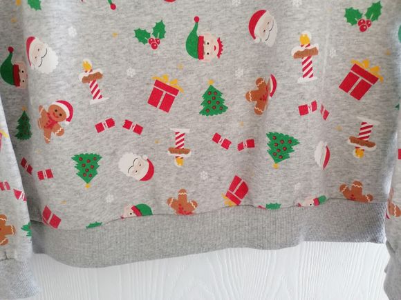 Star Unisex Christmas Sweatshirt L 42 Inch Chest Grey And Multi - Picture 5 of 12